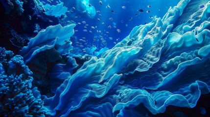 Fototapeta na wymiar Surreal Ocean Fractals: Neon Abstracts of Marine Ecosystems