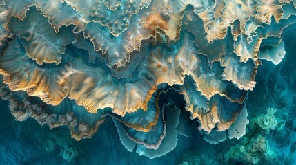 Ethereal Marine Landscape: Artistic Aerial Coral Visualization