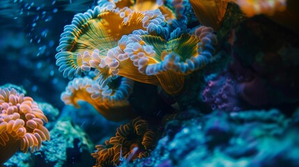 Fototapeta na wymiar Colorful Marine Life: Aquatic Anemones in a Coral Reef Ecosystem