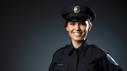 Obraz premium female police background copy space for text, Generative Ai 