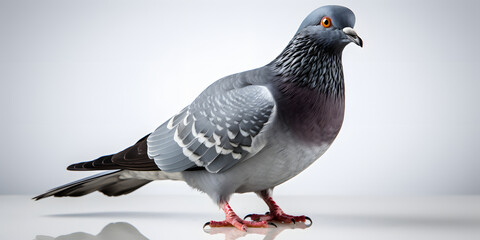 Close up of Full Body of Pigeon Isolated on White Background