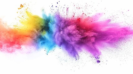 Abstract powder splatted background. Colorful powder explosion on white background. Colored cloud. Colorful dust explode. Paint Holi - obrazy, fototapety, plakaty