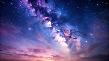 Galaxy background. Space of night sky with cloud and stars.
