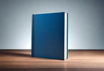 blue hardcover book depicted in a sleek cut-out style, its clean lines and crisp edges