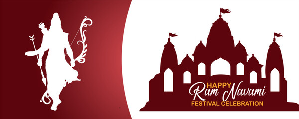 PrintHappy Ram Navami cultural Banner Hindu festival vertical post wishes celebration card Ram Navami celebration background