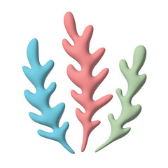 3D illustration of modern art leaf silhouettes