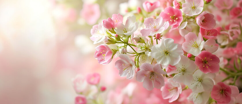 A beautiful bouquet of pink and white flowers, serene and calming mood