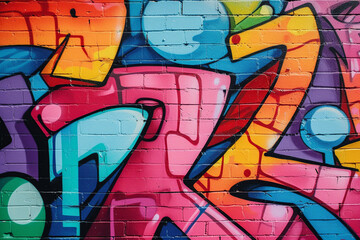 Colorful graffiti wall backdrop. Beautiful street art, urban contemporary culture