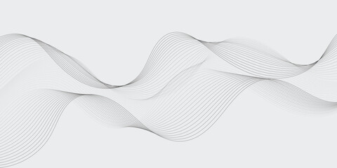 Abstract wave element for design. Digital frequency track equalizer. Stylized line art background. Vector illustration. Wave with lines created using blend tool. Curved wavy line, smooth stripe.