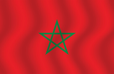 Flat Illustration of Morocco national flag. Morocco flag design. Morocco Wave flag.
