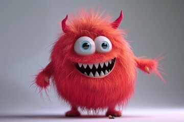 Red Devil Cartoon Zombie Monster: Cute 3D Illustration