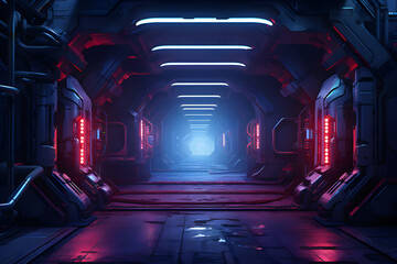 Abstract new space tunnel - intergalactic highway, space travel,  generated by AI. 3D illustration