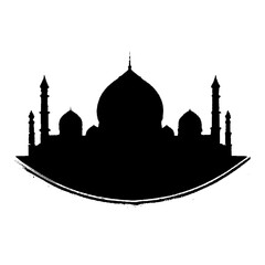 Silhouette of a masjid isolated on a transparent background. Ramadan and Eid celebration Mosque illustration