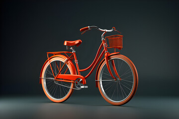 Walking red bike Isolated object on  black  background,  generated by AI. 3D illustration - obrazy, fototapety, plakaty