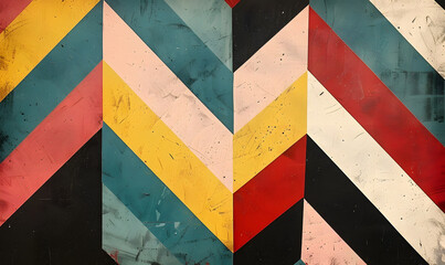 Fototapeta premium Stripes and chevron patterns merge, creating a dynamic, Generative AI 