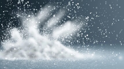 Powdered sugar, salt, snow, flour splashes. Sand, salt crystals or sugar granules splattered on transparent background. Modern realistic illustration. - obrazy, fototapety, plakaty