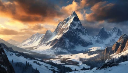  ai generative of A beautiful and sturdy mountain, surrounded by white snow © Nyantan