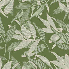 Neutral Colour Tropical Leaf Seamless Pattern Design