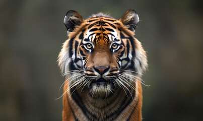 Obraz premium Tiger portrait action's face is angry and Looking at the camera, Generative AI