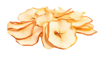Dried apple slices isolated on transparent a white background