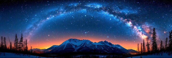 Night Landscape Mountain Milkyway Galaxy, Background Banner HD