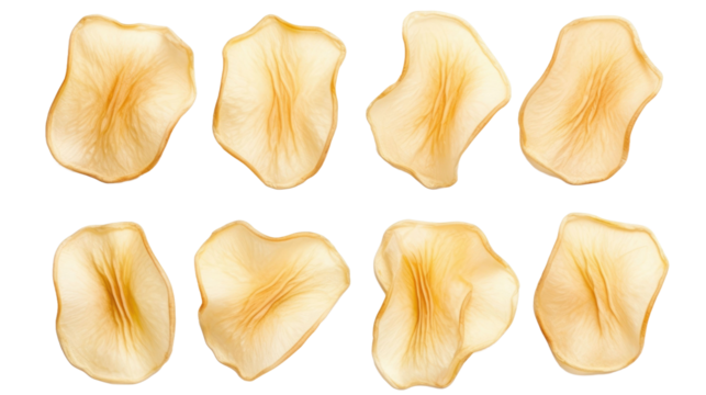 Dried apple slices isolated on transparent a white background