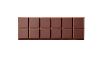 Female hand holding a chocolate bar isolated on transparent a white background