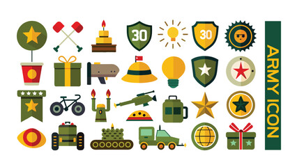 Army Flat icon pack vector illustration. set off Amry icon