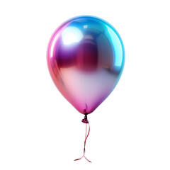 Colorful Holographic Helium Balloon Floating on Transparent Background