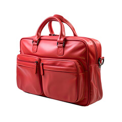 red leather laptop bag , isolated on a transparent background. PNG cutout or clipping	path	
