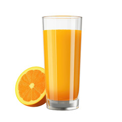 Glass of orange juice isolated on transparent a white background