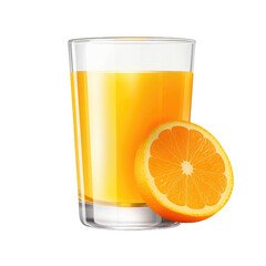 Glass of orange juice isolated on transparent a white background
