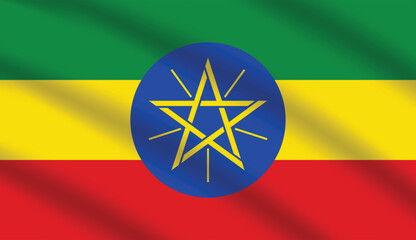Flat Illustration of Ethiopia national flag. Ethiopia flag design. Ethiopia Wave flag.
