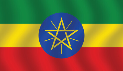Flat Illustration of Ethiopia national flag. Ethiopia flag design. Ethiopia Wave flag.
