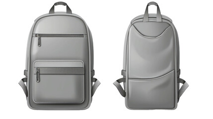 Gray backpack isolated on transparent a white background