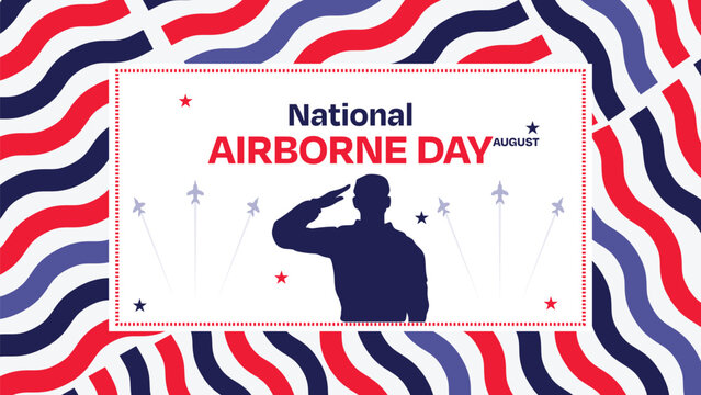 National Airborne Day Patriotic backdrop with traditional style border and shapes.