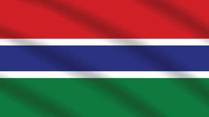 Flat Illustration of Gambia national flag. Gambia flag design. Gambia Wave flag.
