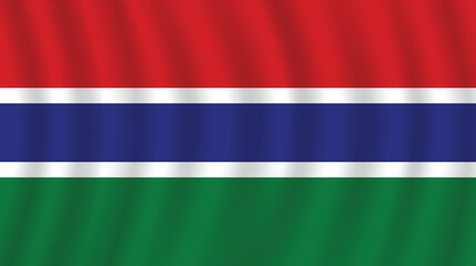 Flat Illustration of Gambia national flag. Gambia flag design. Gambia Wave flag.
