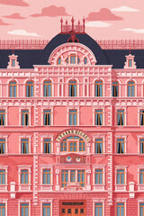 Fototapeta premium A vintage-inspired drawing wall print in the cinematic mid-century modern style