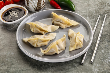 Japanese cuisine - dumplings gyoza with sauce