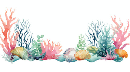 Fototapeta na wymiar Horizontal marine frame made of tropical fish coral