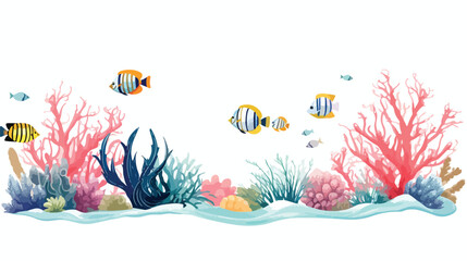 Obraz na płótnie Canvas Horizontal marine frame made of tropical fish coral