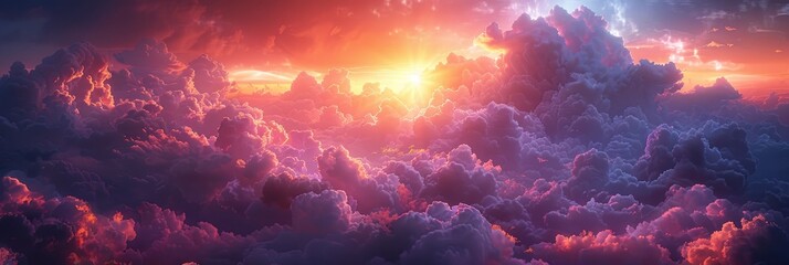 Sky Large Clouds Sunset, Background Banner HD
