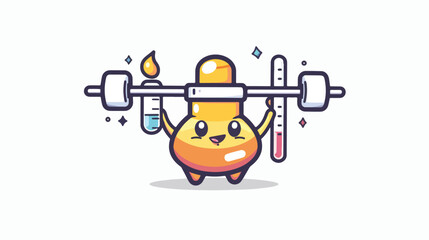 lab beakers mascot cartoon doing fitness
