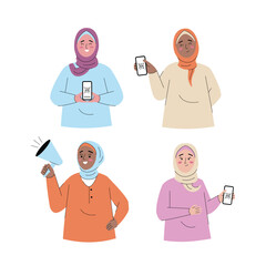 Muslimah Woman Characters Hijab Showing Bacrcode