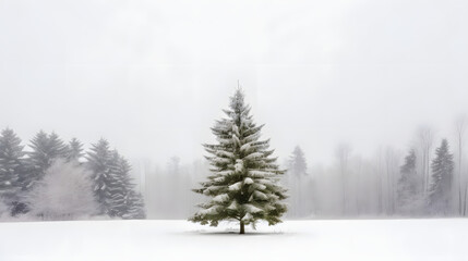 Fototapeta na wymiar Christmas background. Xmas tree with snow decorated with garland lights