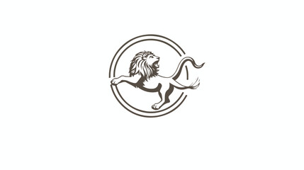 Lion jumping through ring vector sketch icon 