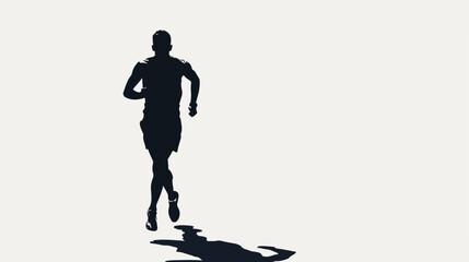 Fototapeta na wymiar male runner athlete running front view black silhouette