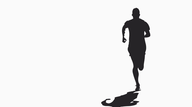 male runner athlete running front view black silhouette