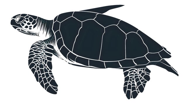 Turtle marine animal icon. Sea turtle silhouette